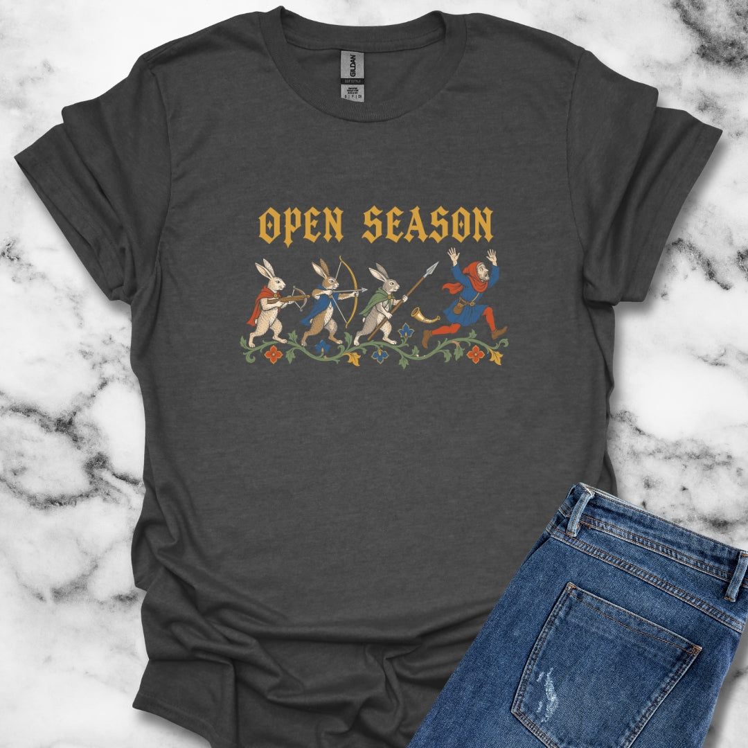 Open Season Medieval Marginalia Rabbits T-Shirt