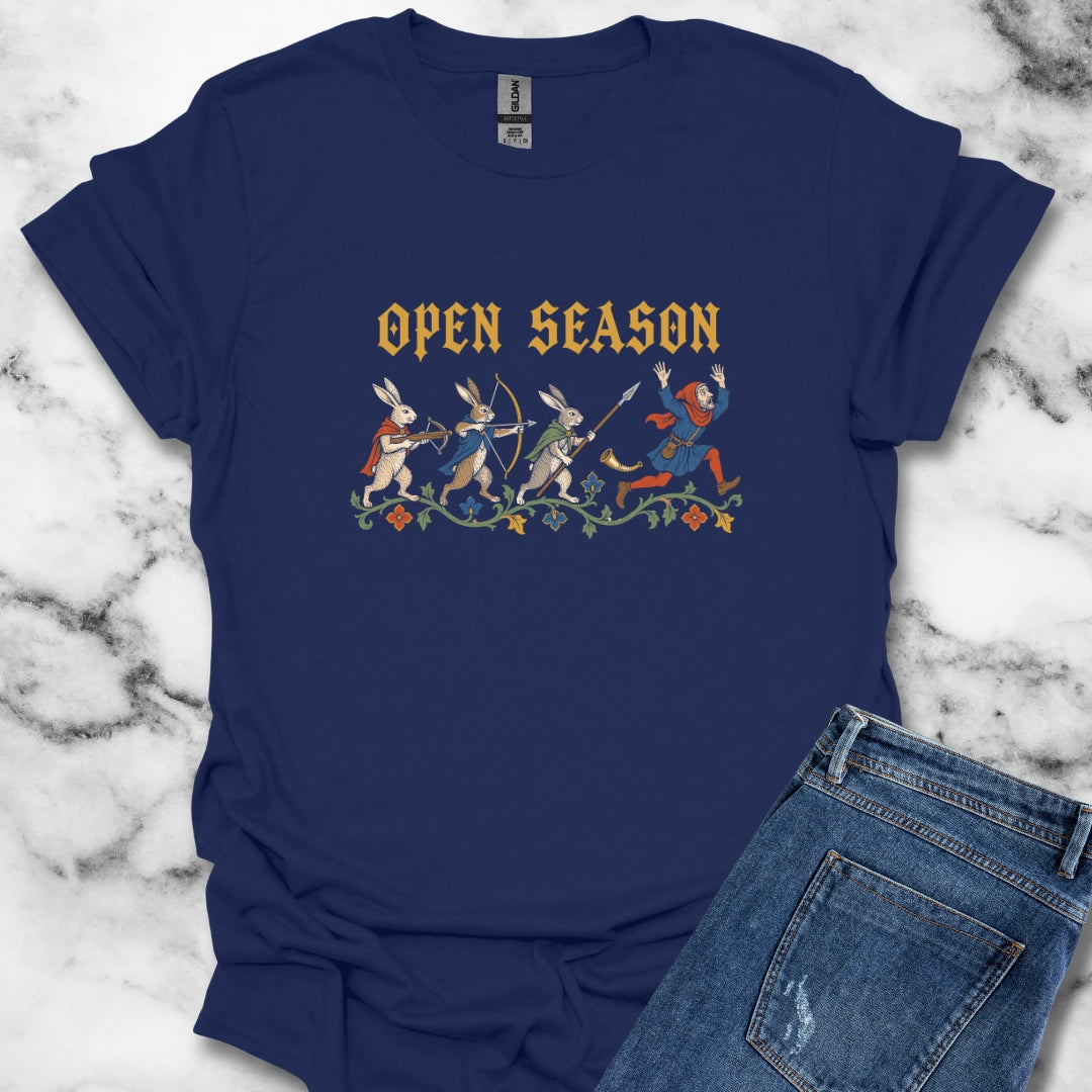 Open Season Medieval Marginalia Rabbits T-Shirt