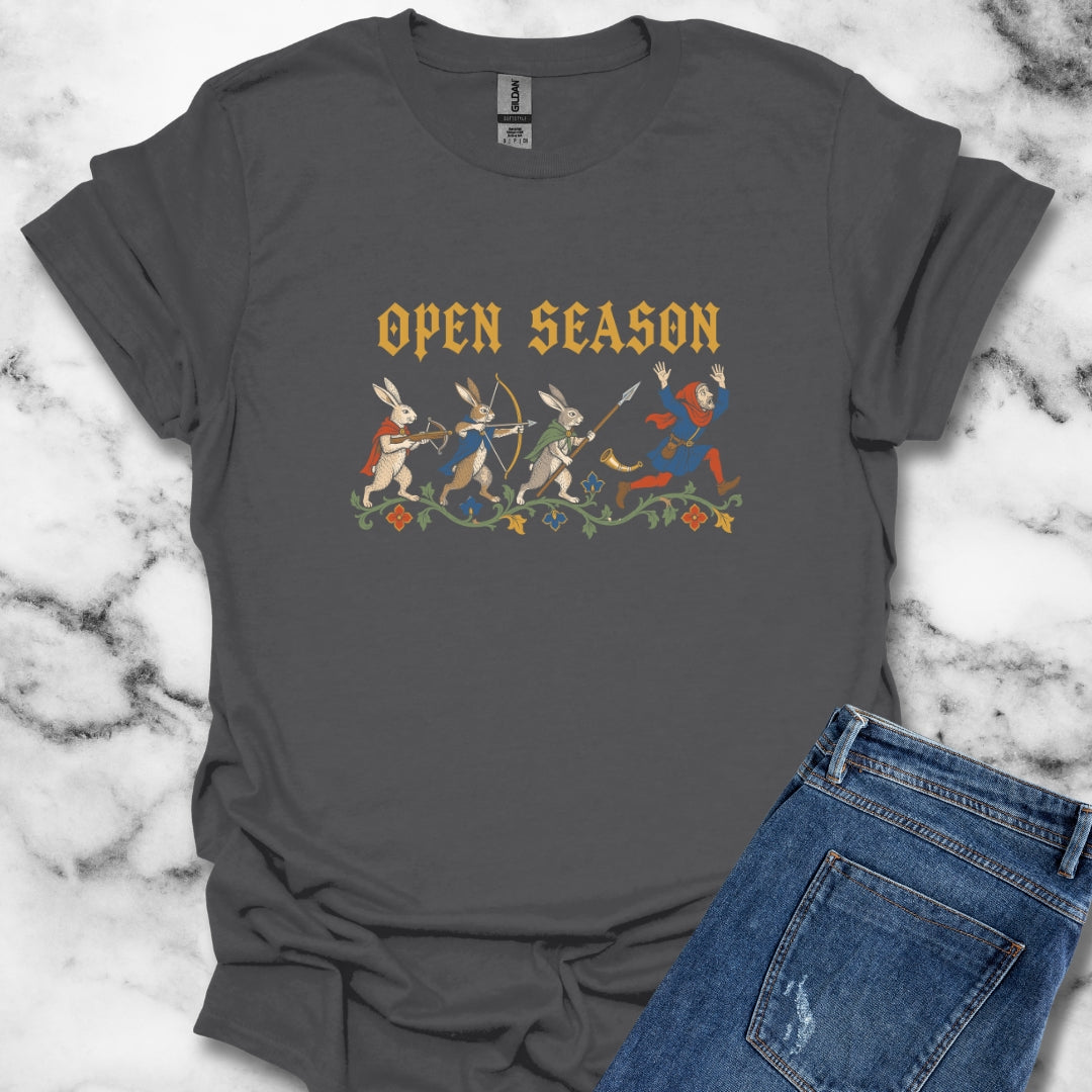 Open Season Medieval Marginalia Rabbits T-Shirt