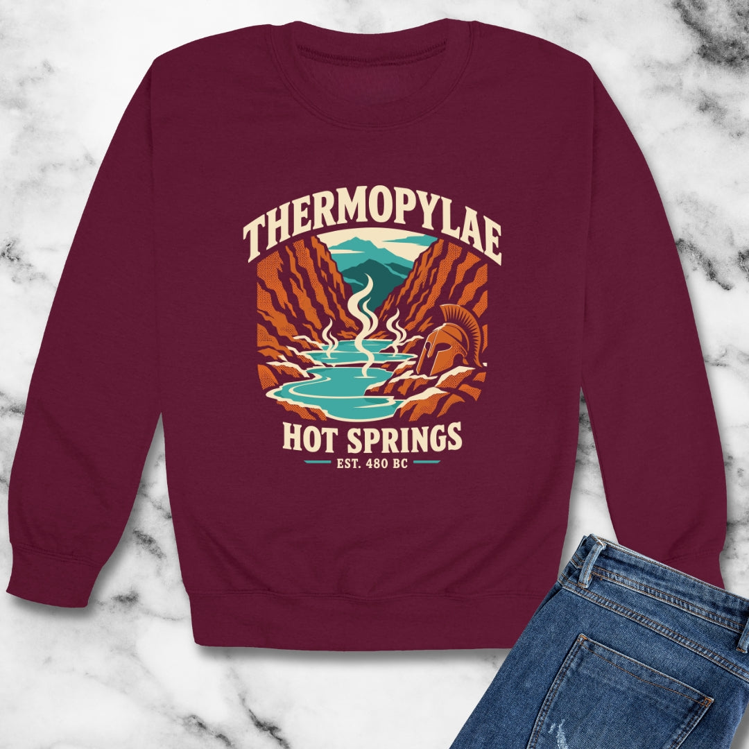 Thermopylae Hot Springs Badge Unisex Heavy Crewneck Sweatshirt