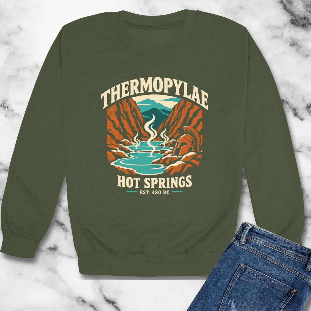 Thermopylae Hot Springs Badge Unisex Heavy Crewneck Sweatshirt