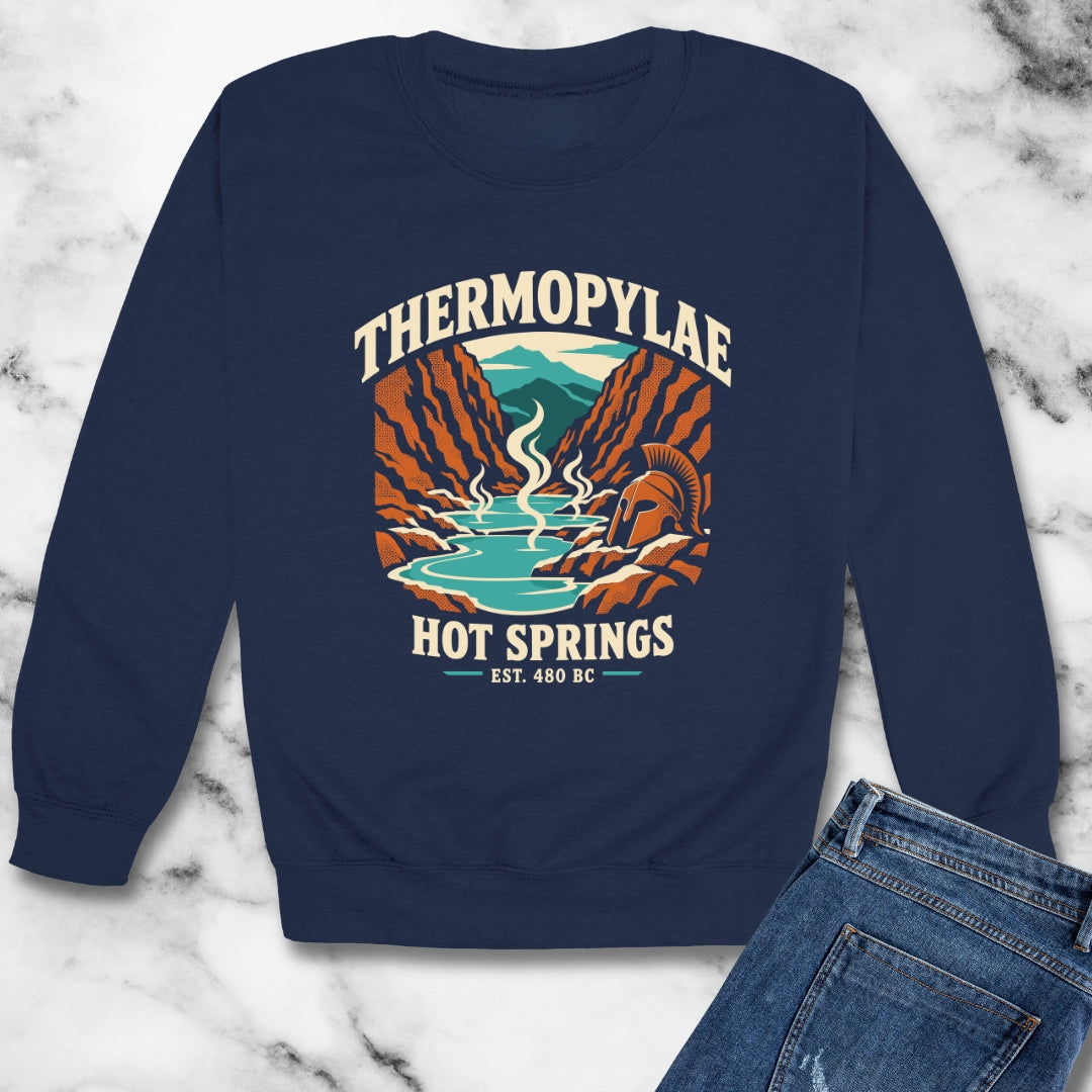 Thermopylae Hot Springs Badge Unisex Heavy Crewneck Sweatshirt