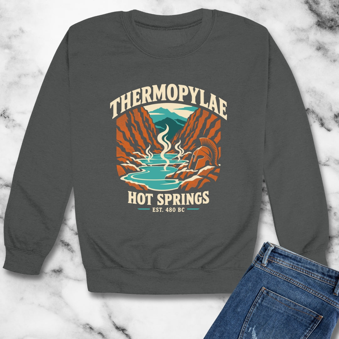 Thermopylae Hot Springs Badge Unisex Heavy Crewneck Sweatshirt