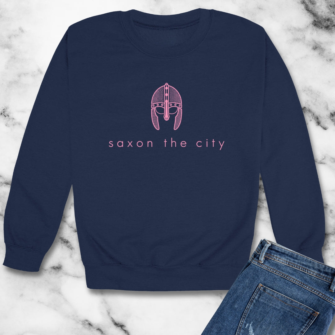 Saxon The City Logo Parody Unisex Heavy Crewneck Sweatshirt