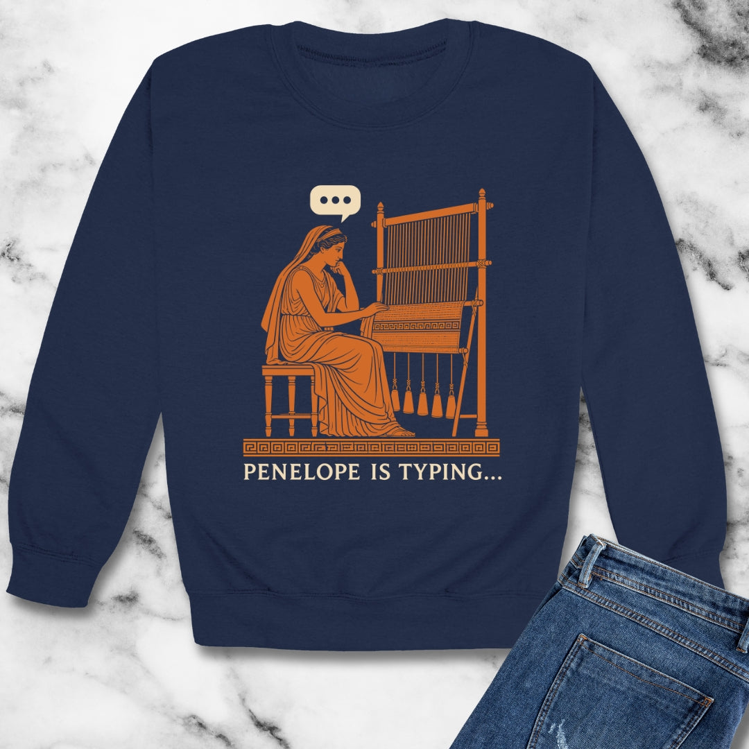 Odysseus Penelope Is Typing Red Figure Unisex Heavy Crewneck Sweatshirt