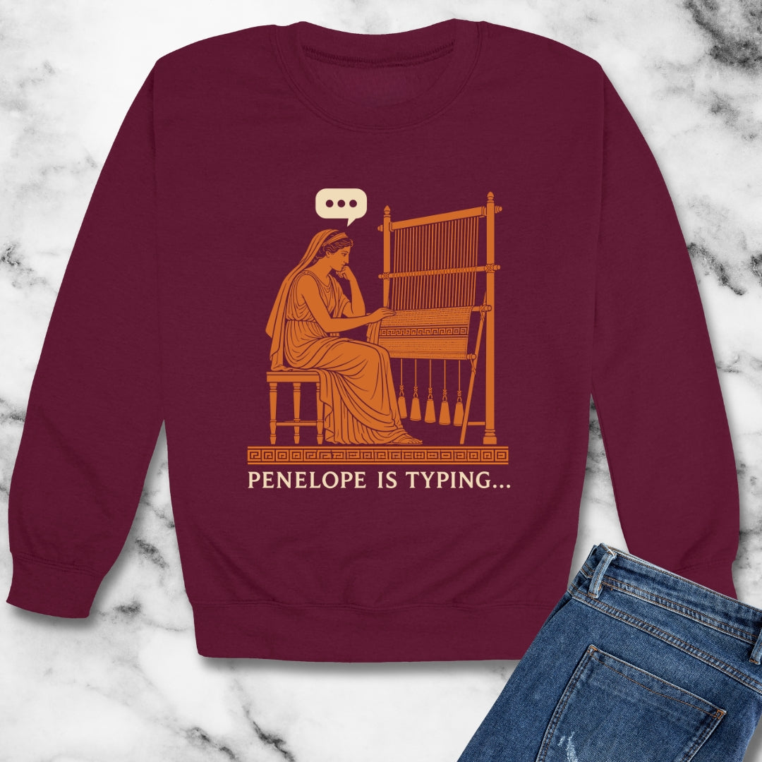 Odysseus Penelope Is Typing Red Figure Unisex Heavy Crewneck Sweatshirt