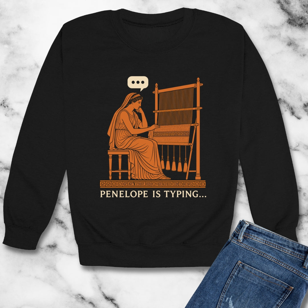 Odysseus Penelope Is Typing Red Figure Unisex Heavy Crewneck Sweatshirt
