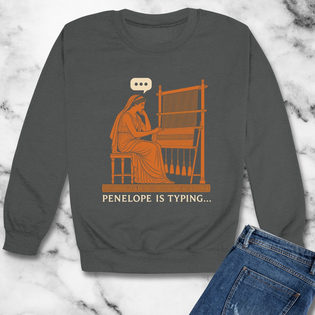 Odysseus Penelope Is Typing Red Figure Unisex Heavy Crewneck Sweatshirt