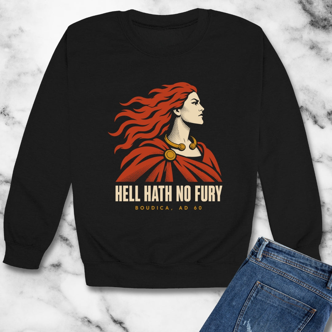 Boudica Hell Hath No Fury Flat Vector Unisex Heavy Crewneck Sweatshirt