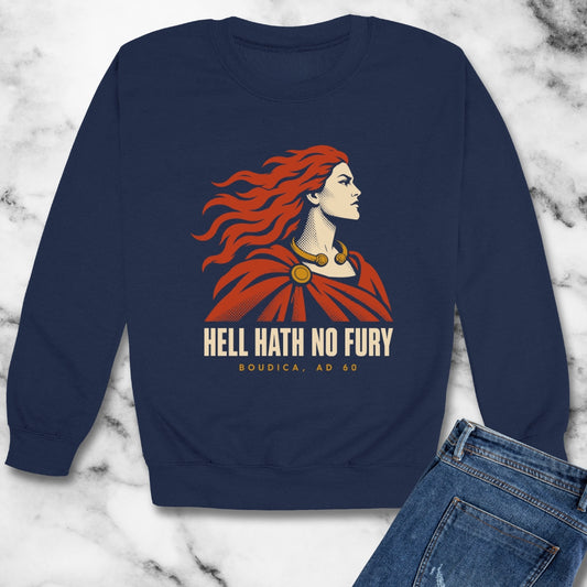 Boudica Hell Hath No Fury Flat Vector Unisex Heavy Crewneck Sweatshirt