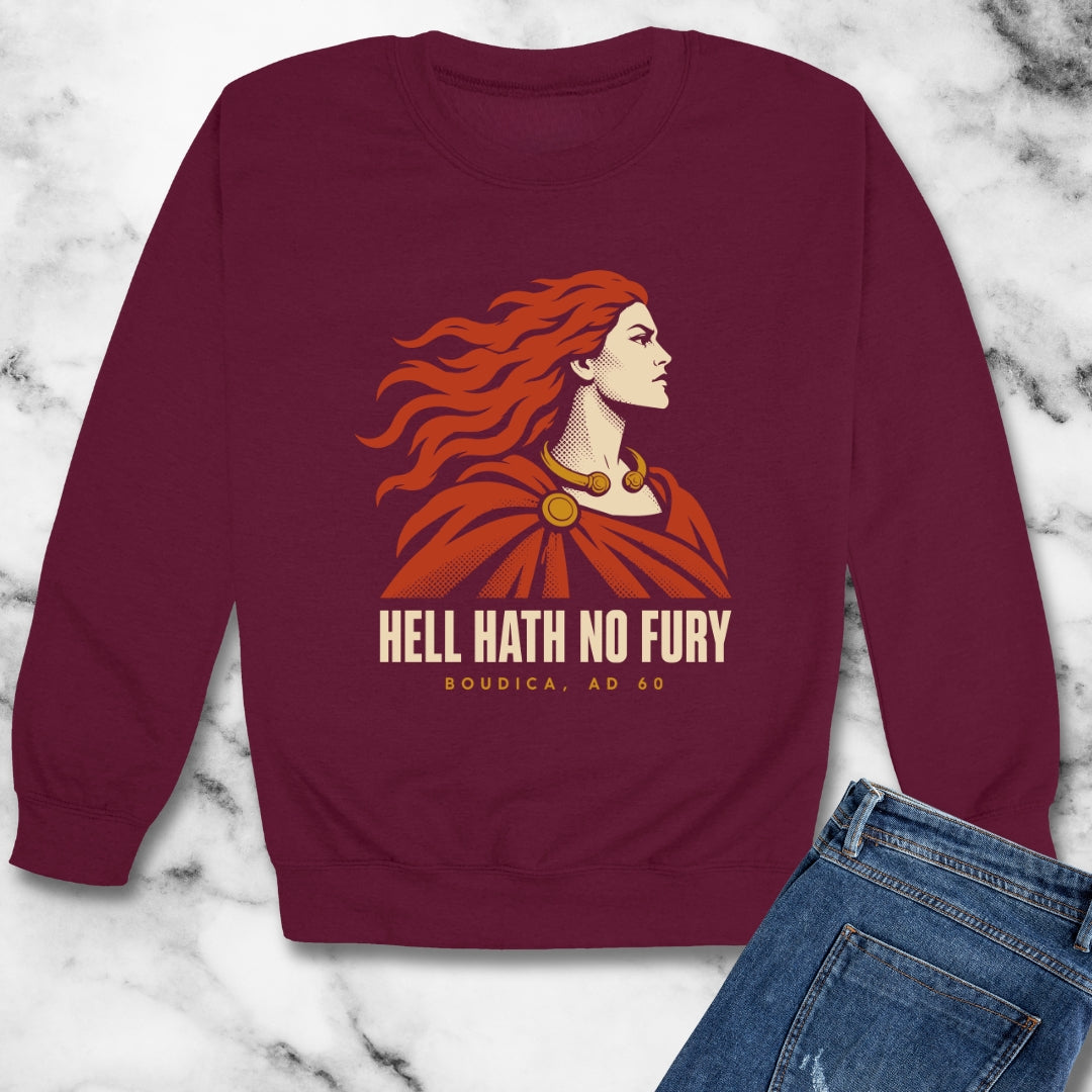 Boudica Hell Hath No Fury Flat Vector Unisex Heavy Crewneck Sweatshirt