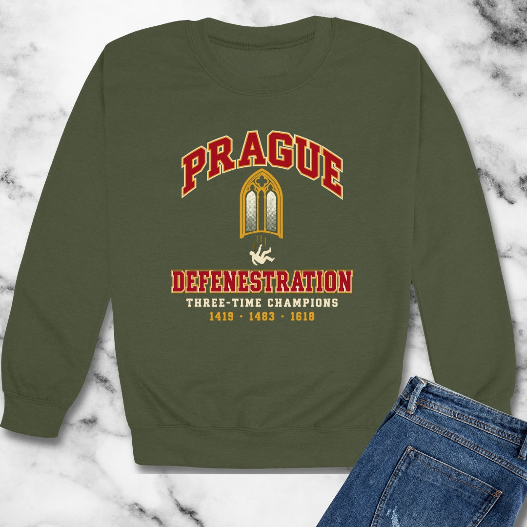 Prague Defenestration Three-Time Champions Unisex Heavy Crewneck Sweatshirt