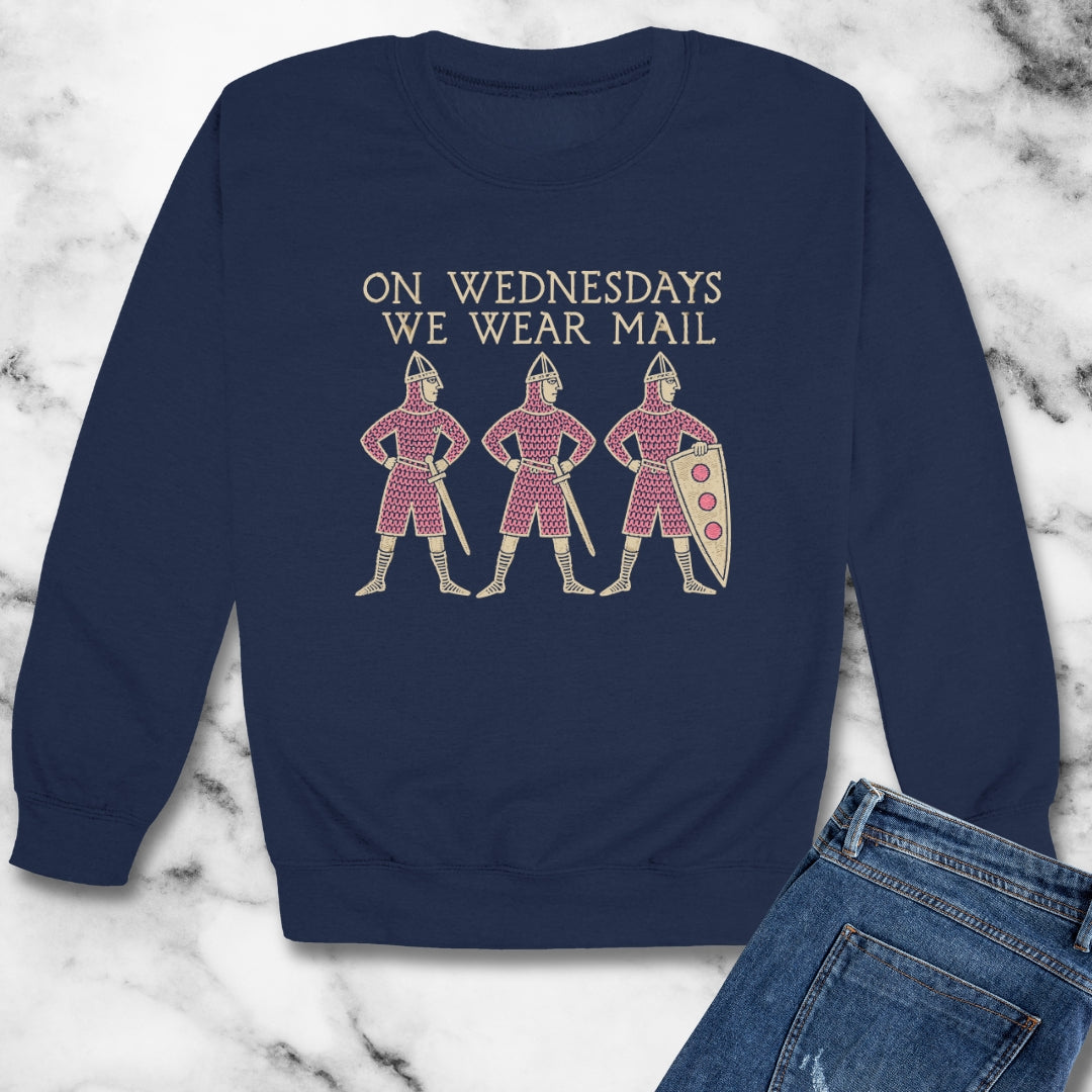 On Wednesdays We Wear Mail Tapestry Unisex Heavy Crewneck Sweatshirt