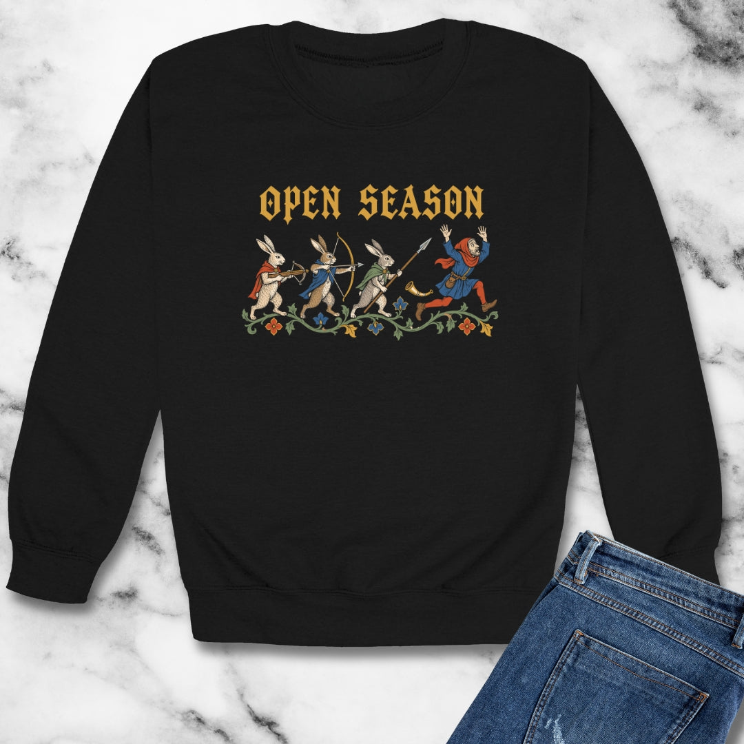 Open Season Medieval Marginalia Rabbits Unisex Heavy Crewneck Sweatshirt
