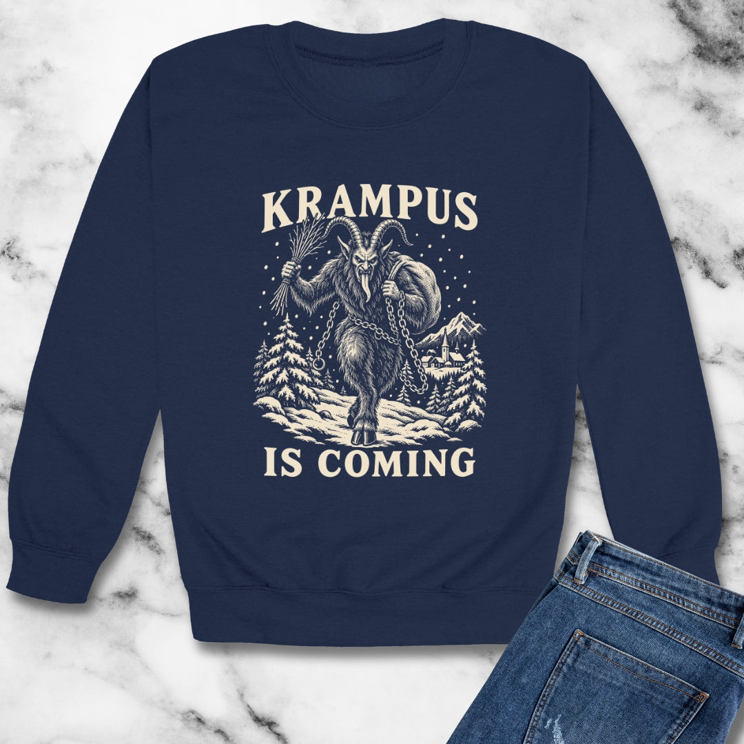Krampus Is Coming Unisex Heavy Crewneck Sweatshirt