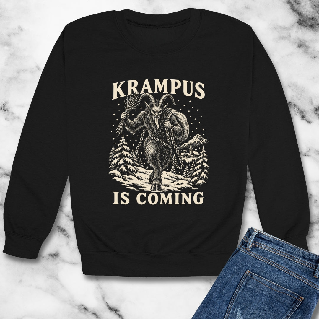 Krampus Is Coming Unisex Heavy Crewneck Sweatshirt