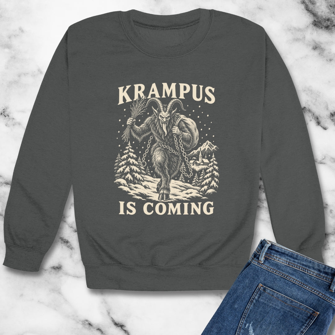 Krampus Is Coming Unisex Heavy Crewneck Sweatshirt