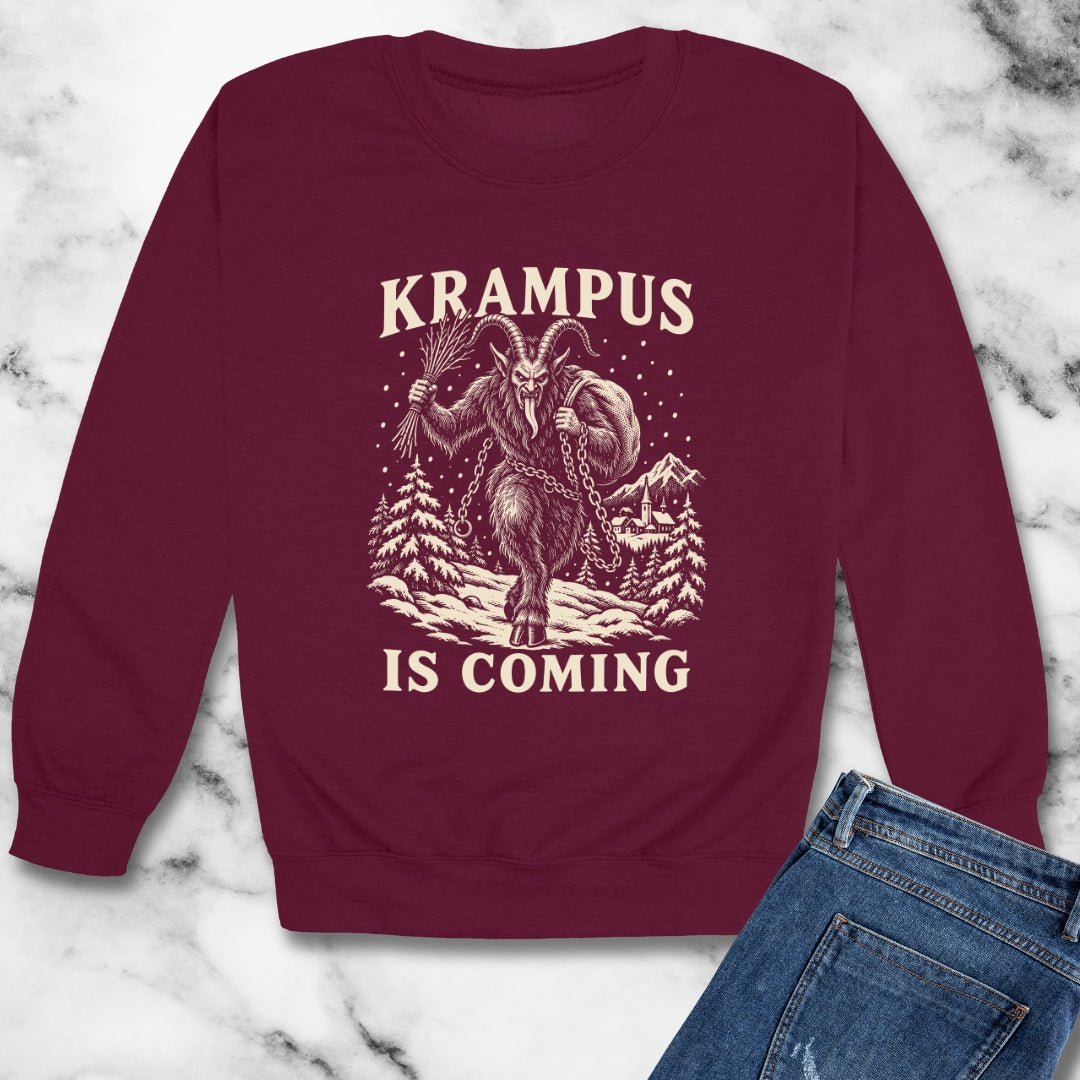 Krampus Is Coming Unisex Heavy Crewneck Sweatshirt