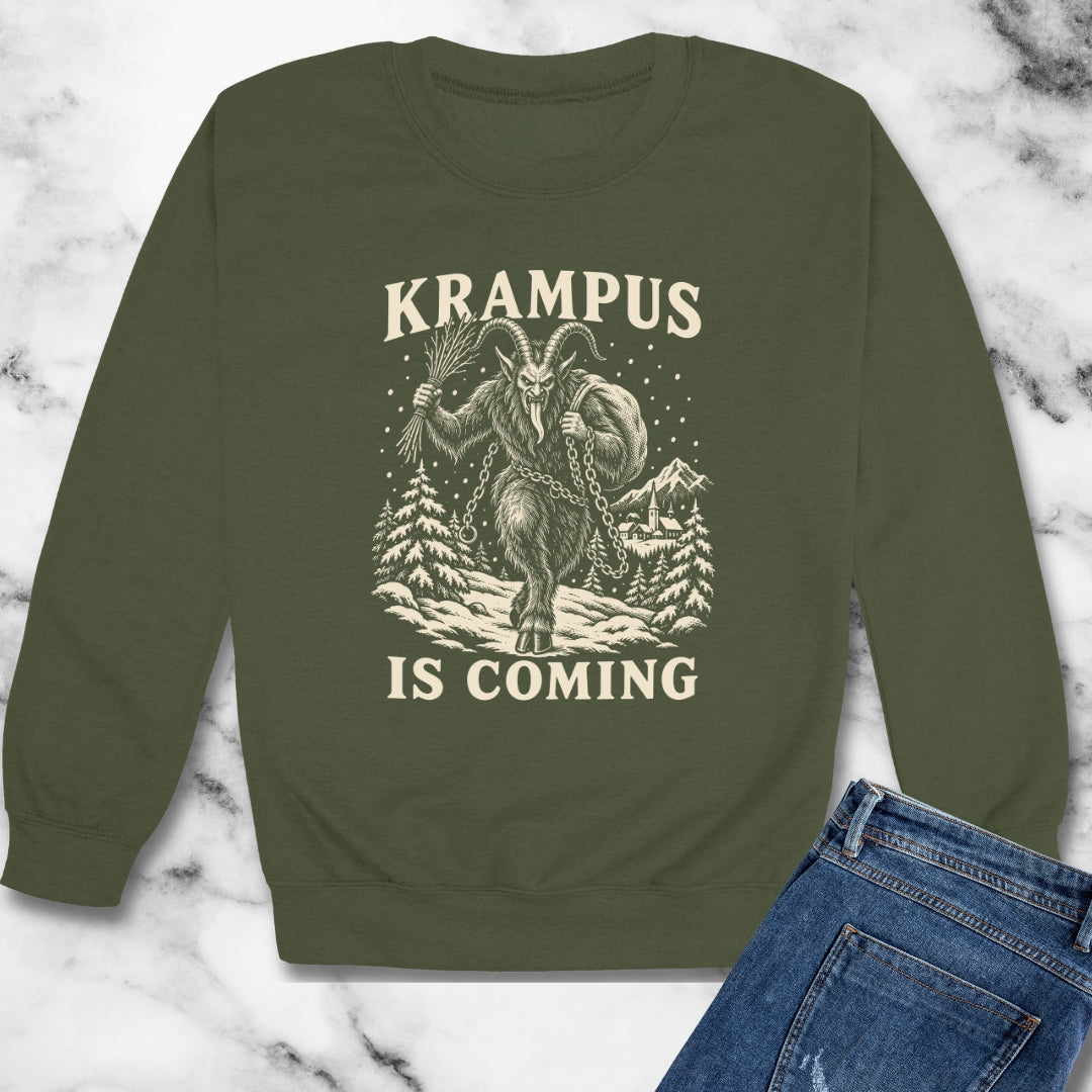 Krampus Is Coming Unisex Heavy Crewneck Sweatshirt