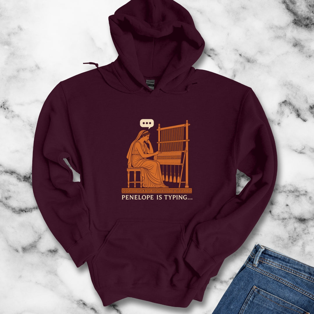Odysseus Penelope Is Typing Red Figure Hoodie