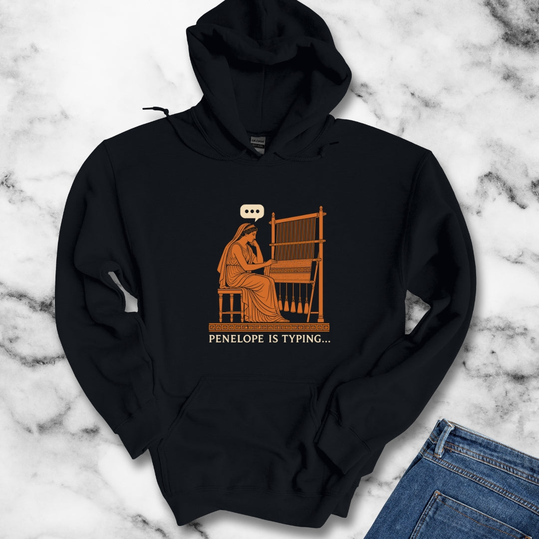 Odysseus Penelope Is Typing Red Figure Hoodie