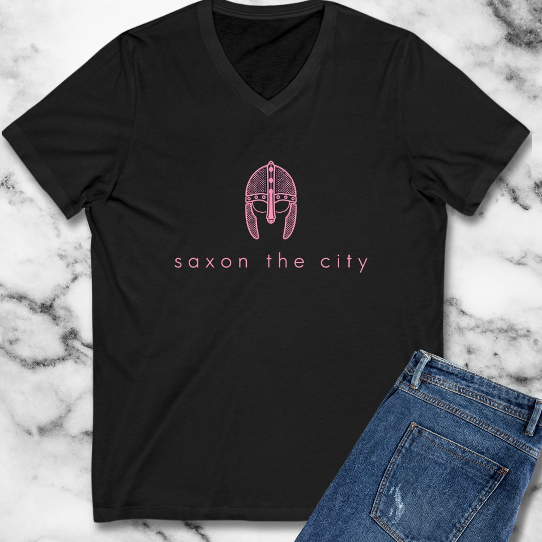 Saxon The City Logo Parody V-Neck