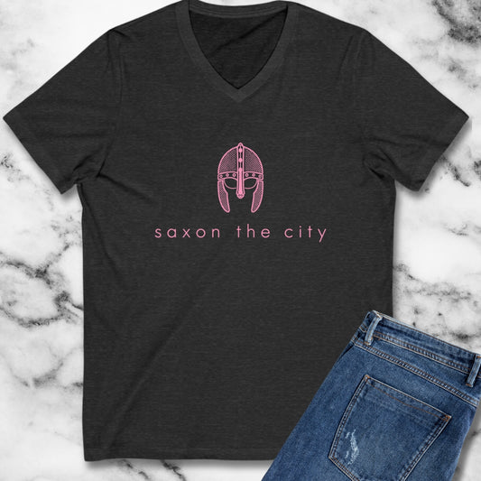 Saxon The City Logo Parody V-Neck