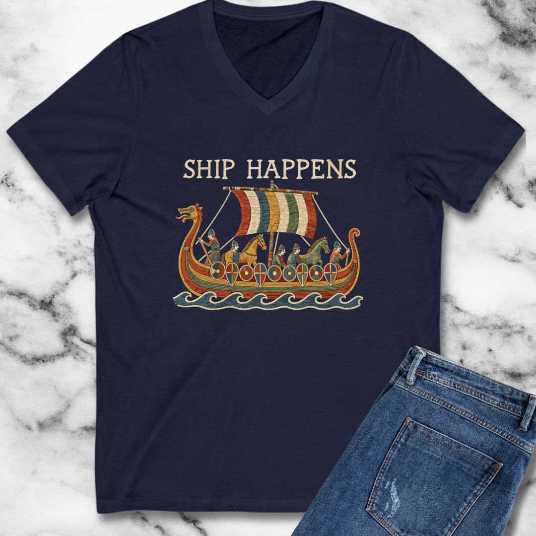 Bayeux Ship Happens Tapestry V-Neck