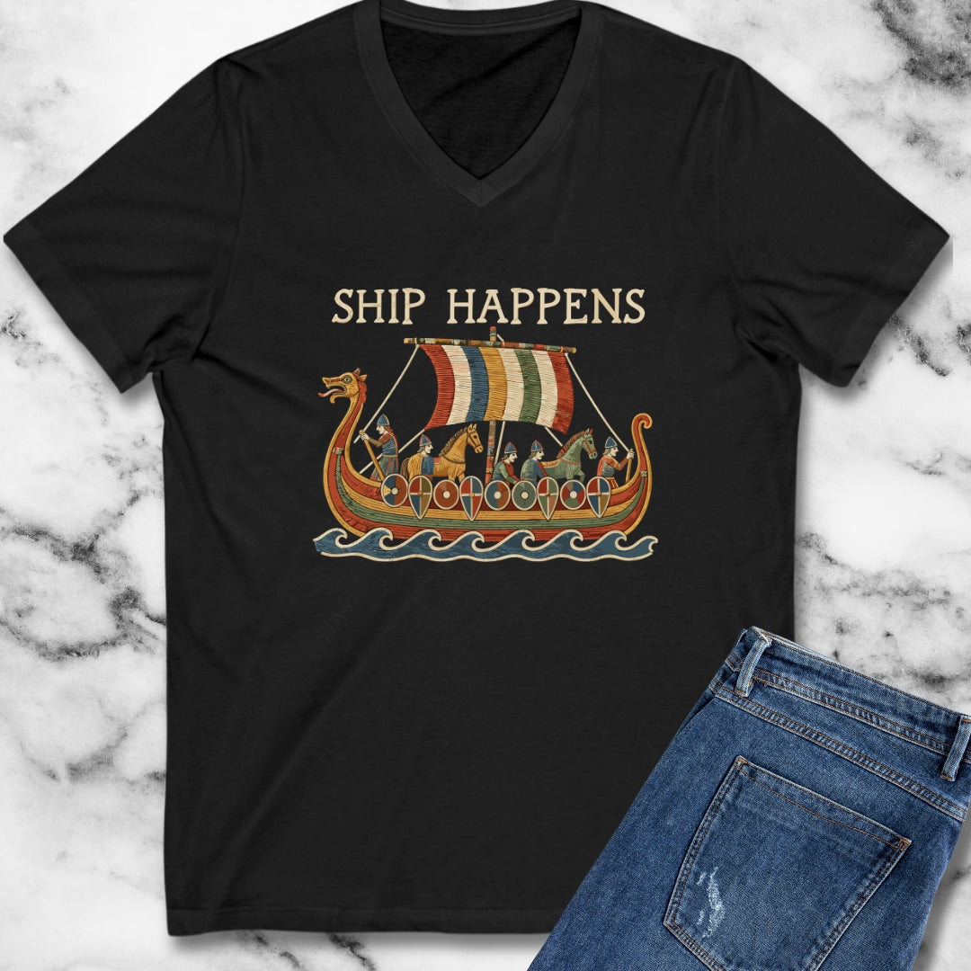 Bayeux Ship Happens Tapestry V-Neck