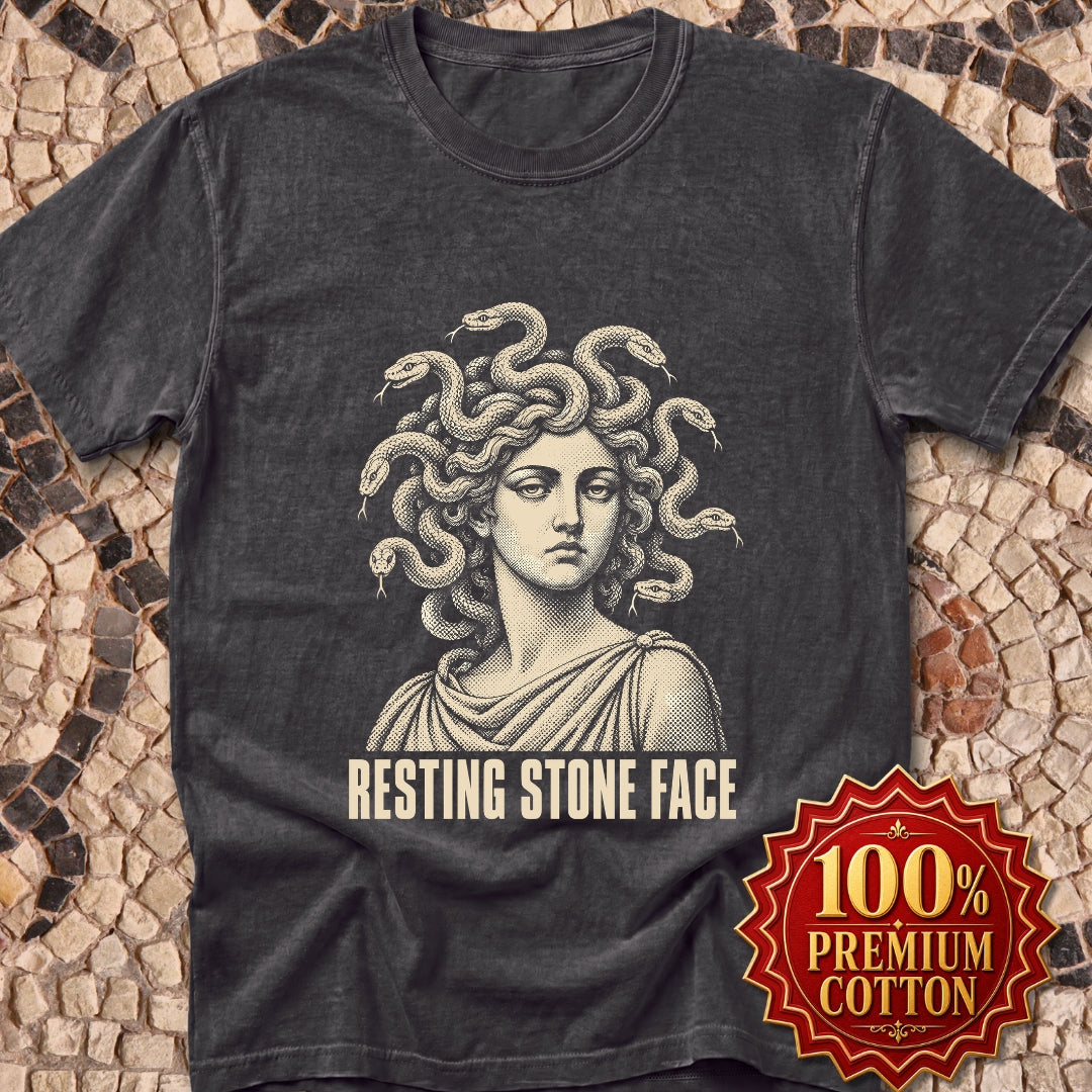 Medusa Resting Stone Face Monochrome Premium Tee