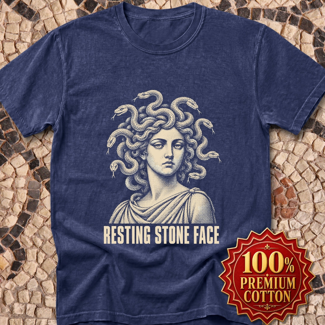 Medusa Resting Stone Face Monochrome Premium Tee