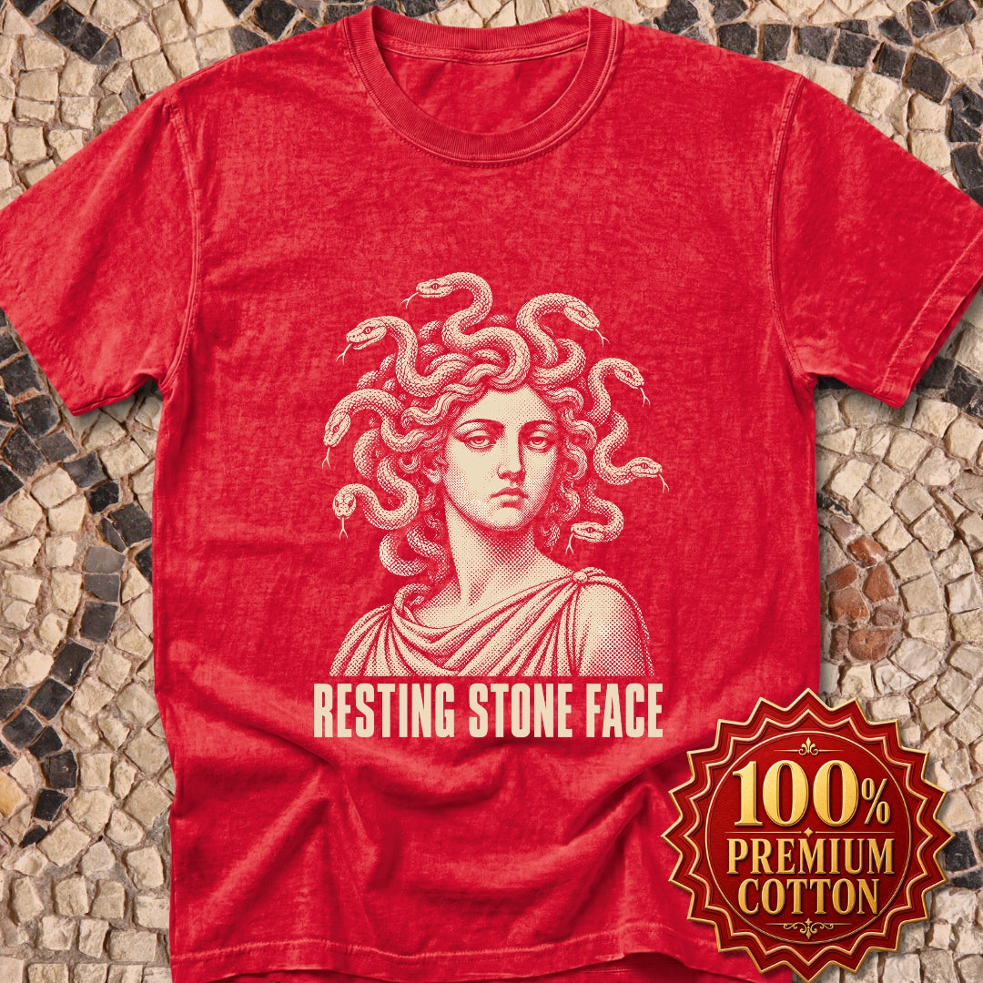 Medusa Resting Stone Face Monochrome Premium Tee