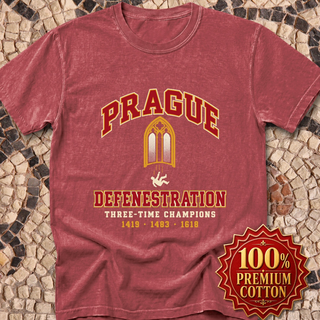 Prague Defenestration Three-Time Champions Premium Tee