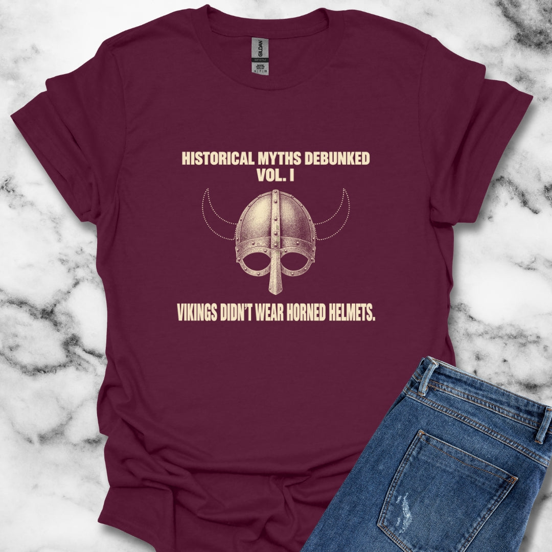 Historical Myths Debunked Vol I Viking Helmets T-Shirt