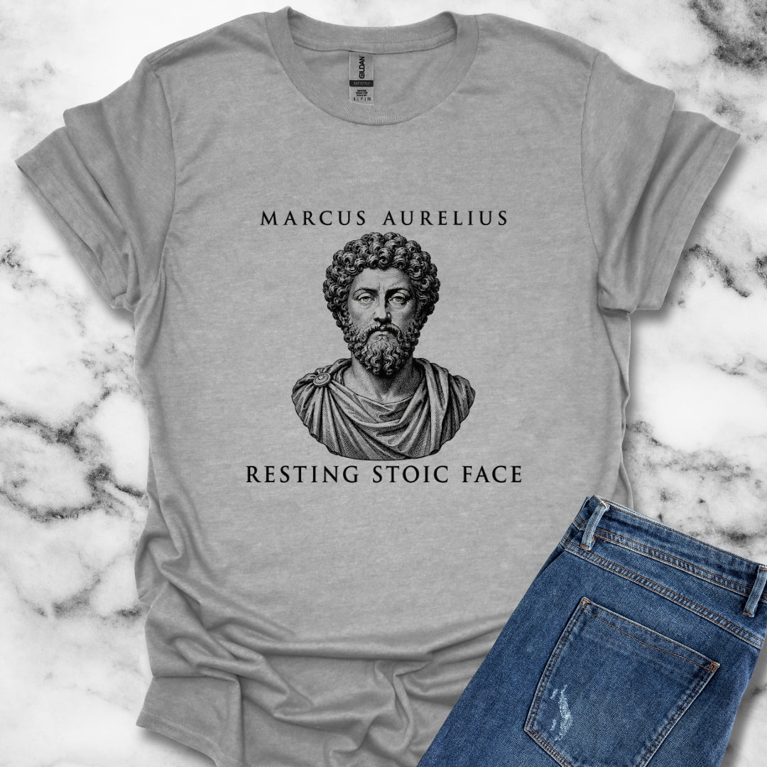Marcus Aurelius Resting Stoic Face Engraving T-Shirt