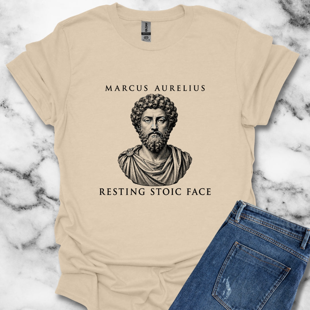 Marcus Aurelius Resting Stoic Face Engraving T-Shirt