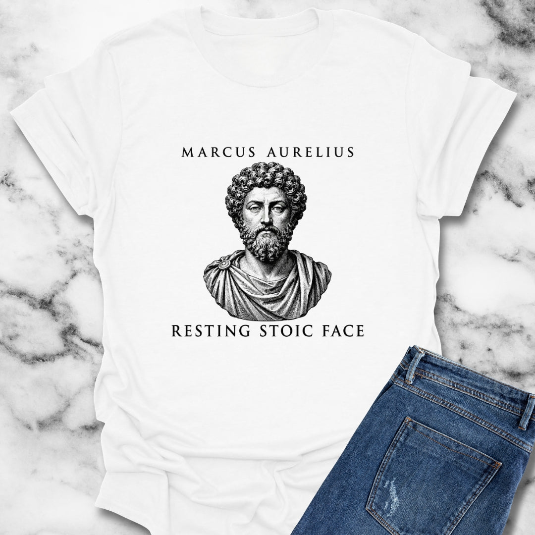 Marcus Aurelius Resting Stoic Face Engraving T-Shirt