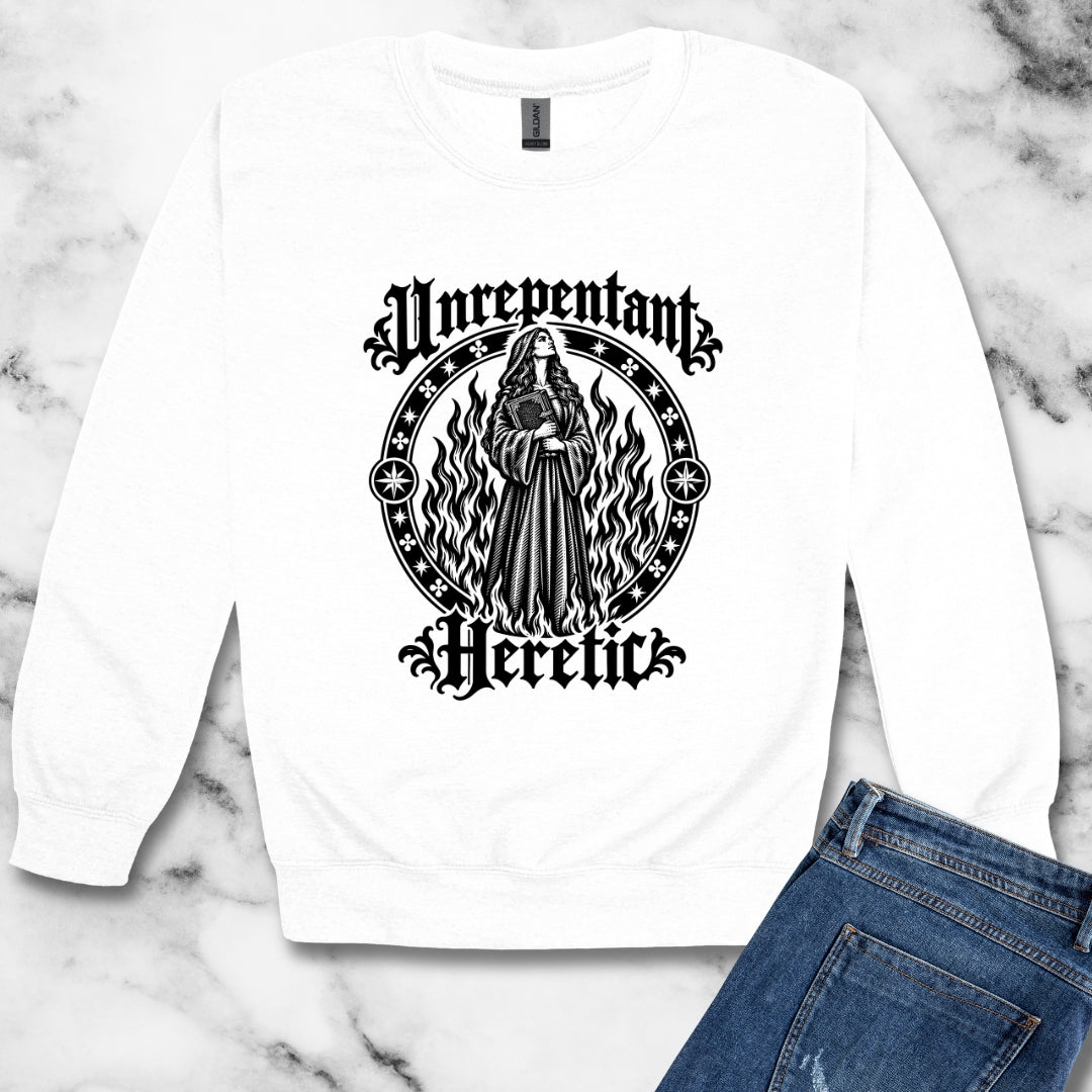 Unrepentant Heretic Woman Unisex Heavy Crewneck Sweatshirt