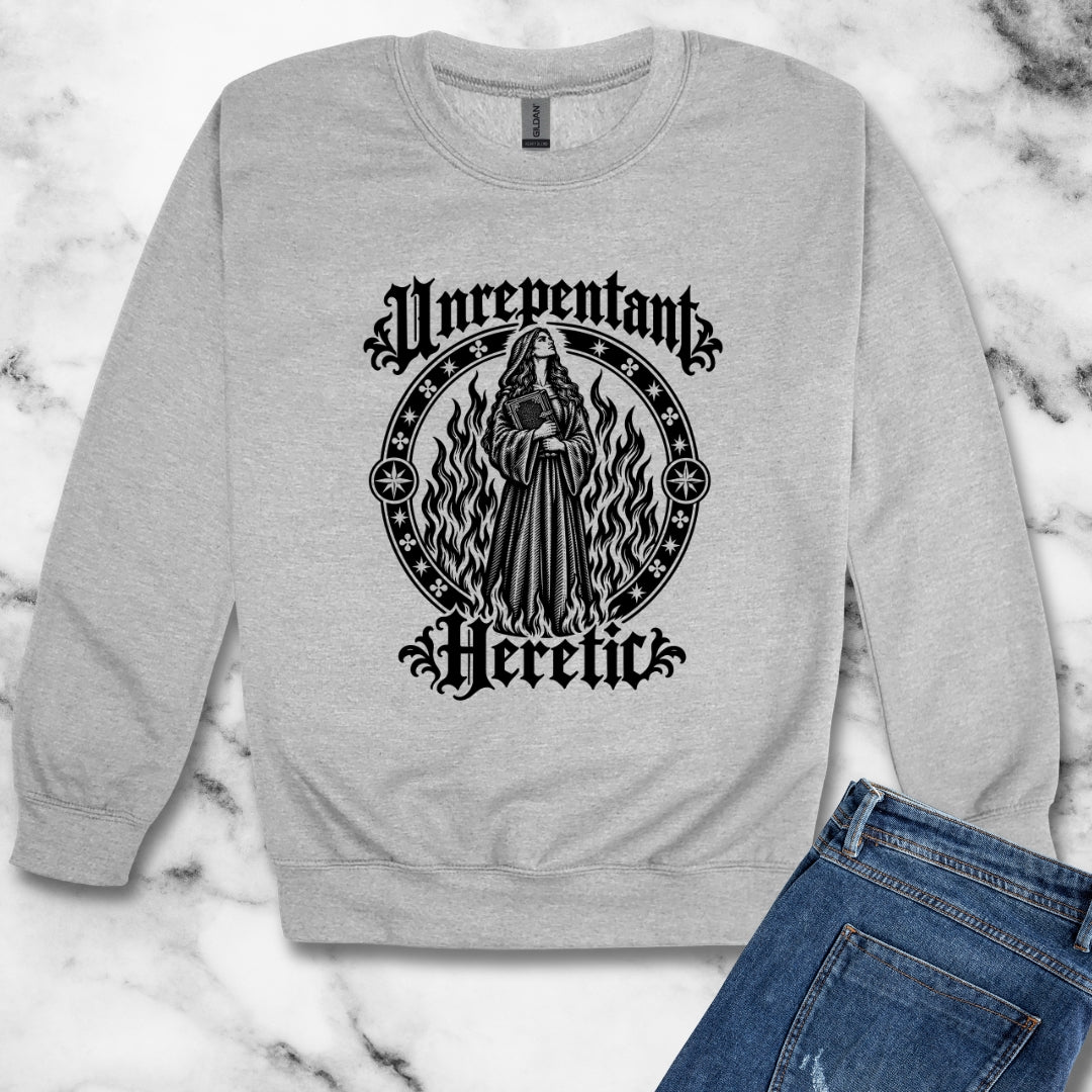 Unrepentant Heretic Woman Unisex Heavy Crewneck Sweatshirt