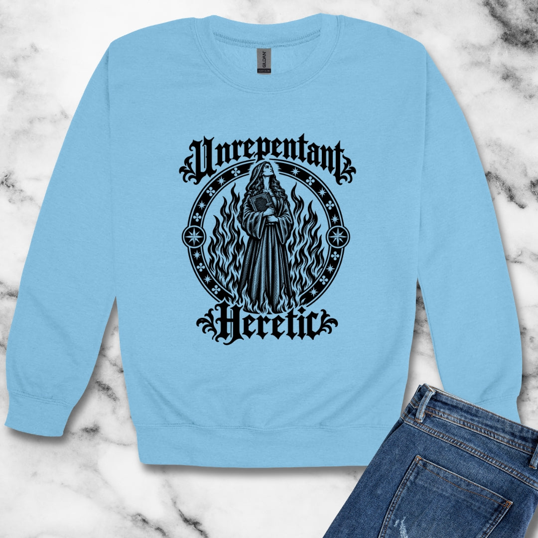 Unrepentant Heretic Woman Unisex Heavy Crewneck Sweatshirt