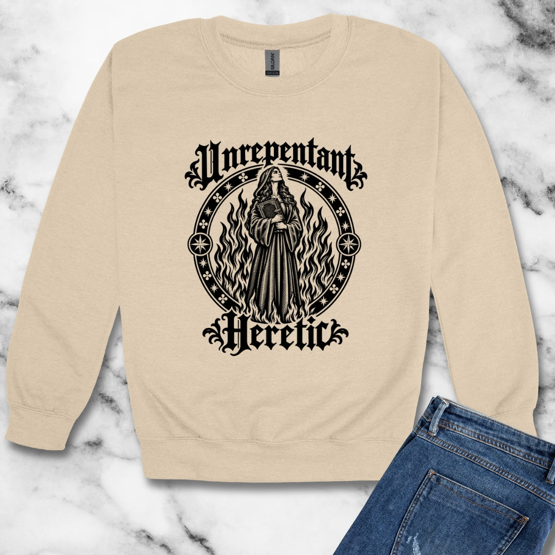 Unrepentant Heretic Woman Unisex Heavy Crewneck Sweatshirt