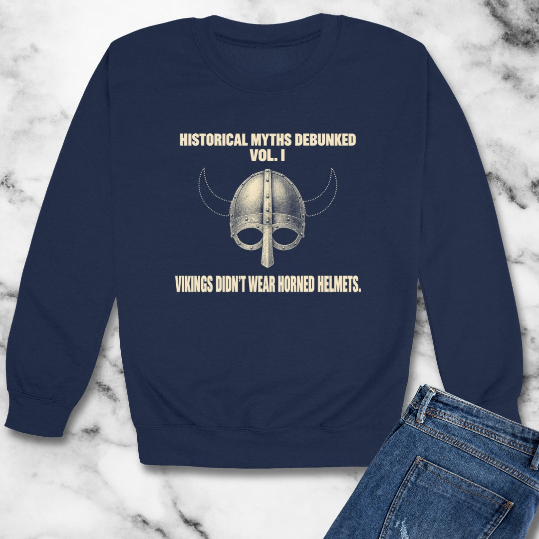 Historical Myths Debunked Vol I Viking Helmets Unisex Heavy Crewneck Sweatshirt