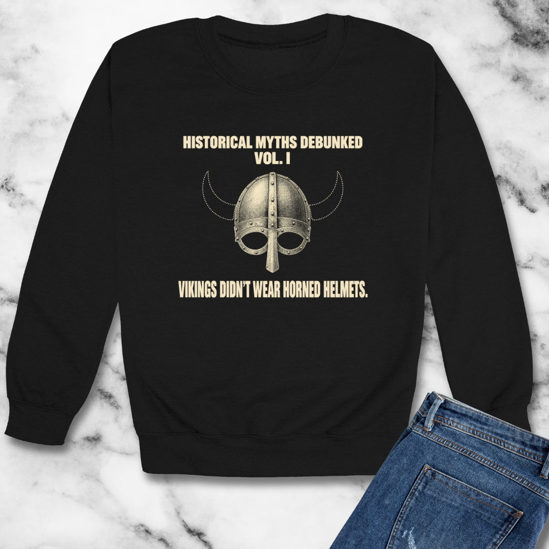 Historical Myths Debunked Vol I Viking Helmets Unisex Heavy Crewneck Sweatshirt