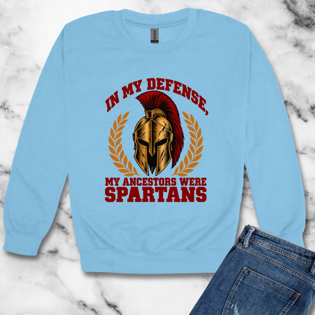 In My Defense My Ancestors Were Spartans Unisex Heavy Crewneck Sweatshirt