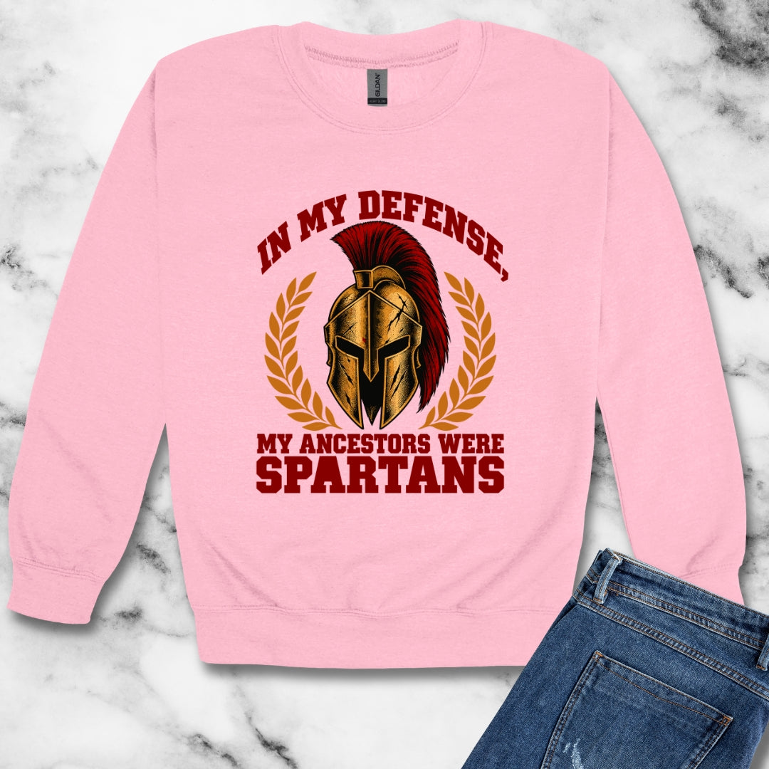 In My Defense My Ancestors Were Spartans Unisex Heavy Crewneck Sweatshirt