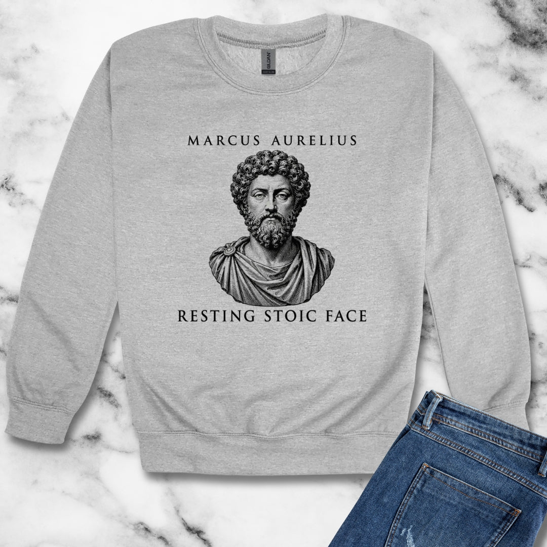 Marcus Aurelius Resting Stoic Face Engraving Unisex Heavy Crewneck Sweatshirt