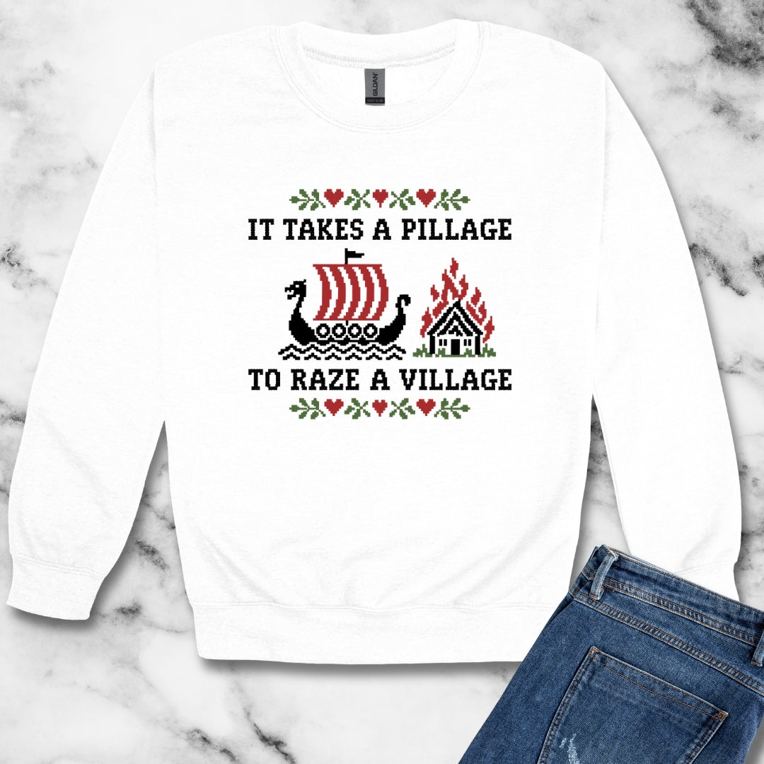 It Takes a Pillage to Raze a Village Cross Stitch Unisex Heavy Crewneck Sweatshirt