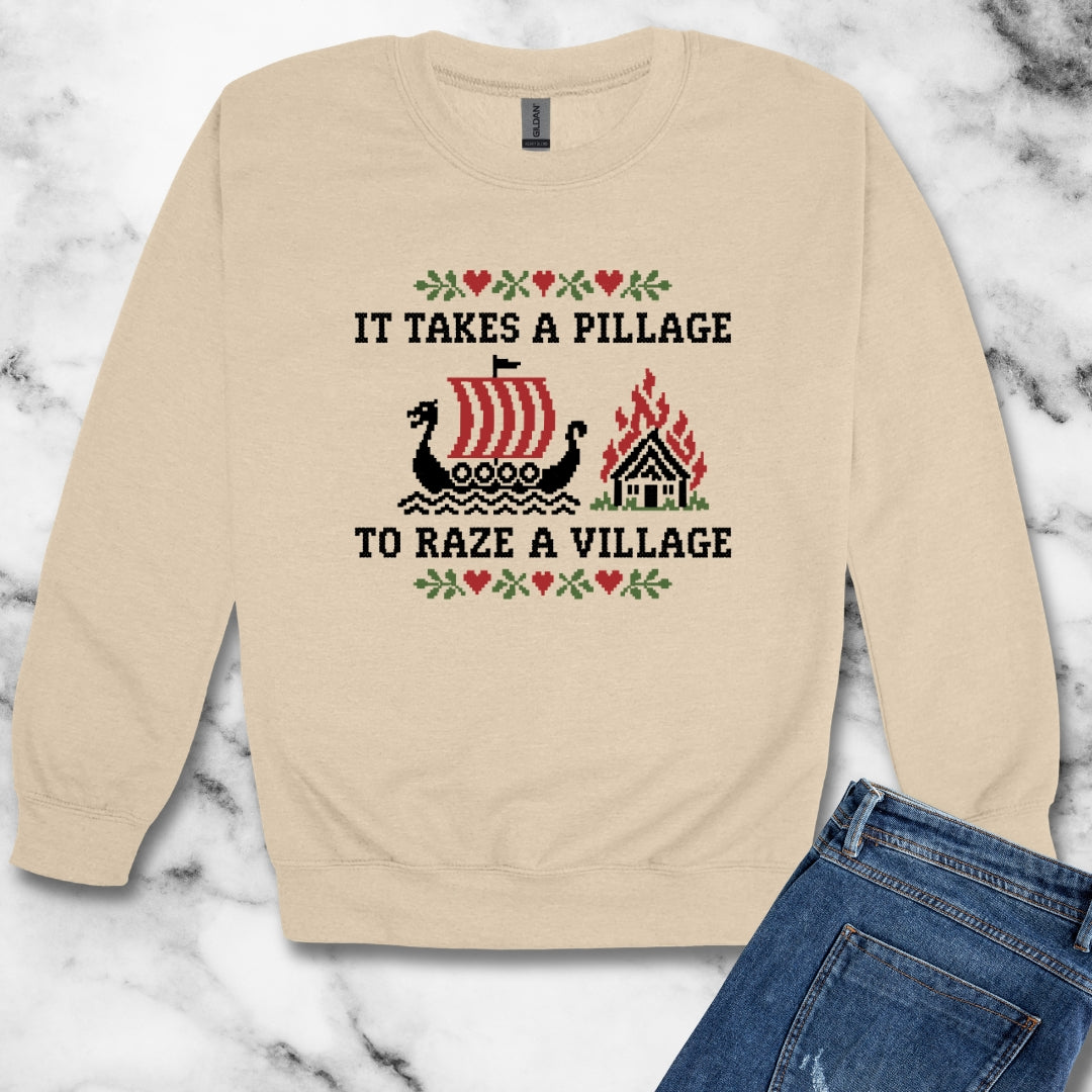 It Takes a Pillage to Raze a Village Cross Stitch Unisex Heavy Crewneck Sweatshirt