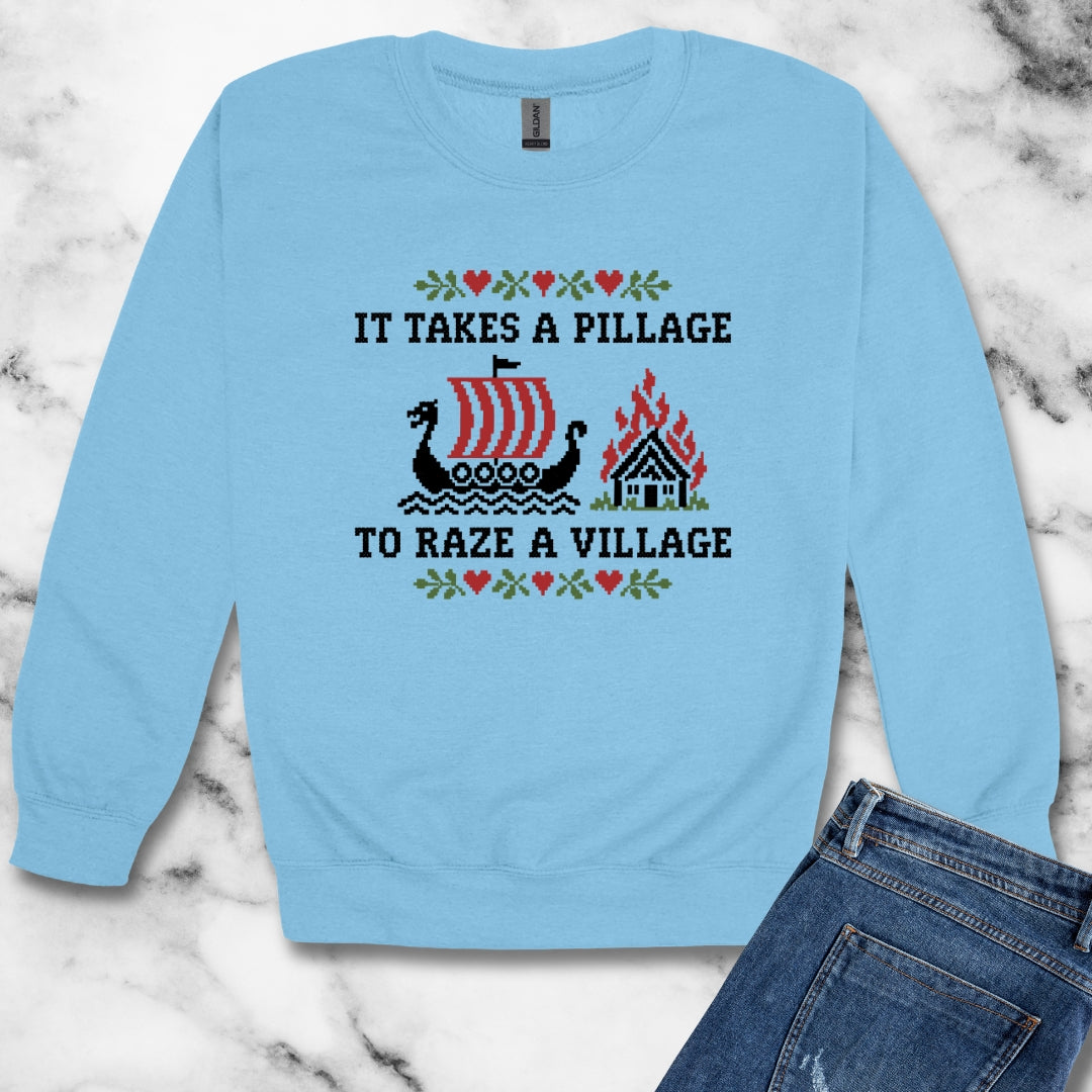 It Takes a Pillage to Raze a Village Cross Stitch Unisex Heavy Crewneck Sweatshirt