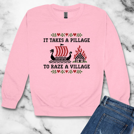 It Takes a Pillage to Raze a Village Cross Stitch Unisex Heavy Crewneck Sweatshirt